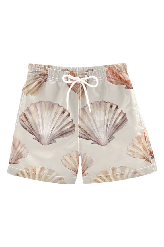 Boys Swim Trunks Quick Dry Mesh Liner Boardshorts Sizes XS-XL, Purple Seashell