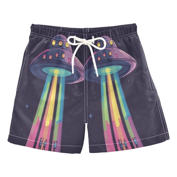 FORMRS Boys Swim Trunks Quick Dry Mesh Liner Boardshorts Sizes XS-XL, Purple UFO