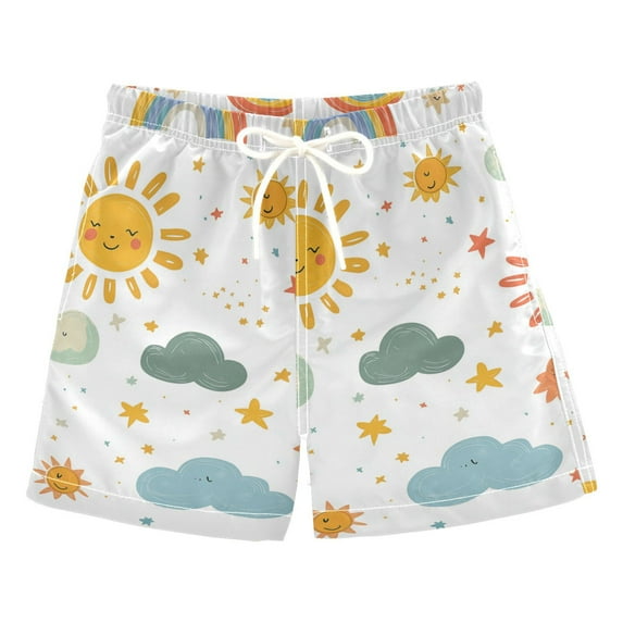 FORMRS Boys Swim Trunks Quick Dry Mesh Liner Boardshorts Sizes XS-XL, Rainbows Pattern