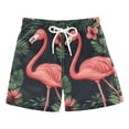 thumbnail image 1 of FORMRS Boys Swim Trunks Quick Dry Mesh Liner Boardshorts Sizes XS-XL, Red Flamingo Pattern, 1 of 7