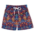 thumbnail image 1 of FORMRS Boys Swim Trunks Quick Dry Mesh Liner Boardshorts Sizes XS-XL, Red Geometric Eagle, 1 of 7