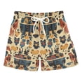 thumbnail image 1 of FORMRS Boys Swim Trunks Quick Dry Mesh Liner Boardshorts Sizes XS-XL, Red Geometric, 1 of 7