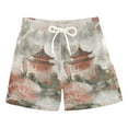 thumbnail image 1 of FORMRS Boys Swim Trunks Quick Dry Mesh Liner Boardshorts Sizes XS-XL, Red Mountain Pattern, 1 of 7