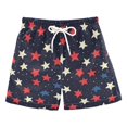 thumbnail image 1 of FORMRS Boys Swim Trunks Quick Dry Mesh Liner Boardshorts Sizes XS-XL, Red Starry Pattern, 1 of 7