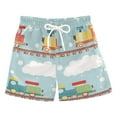 thumbnail image 1 of FORMRS Boys Swim Trunks Quick Dry Mesh Liner Boardshorts Sizes XS-XL, Red Trains Pattern, 1 of 7