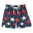 thumbnail image 1 of FORMRS Boys Swim Trunks Quick Dry Mesh Liner Boardshorts Sizes XS-XL, Red White Stars, 1 of 7