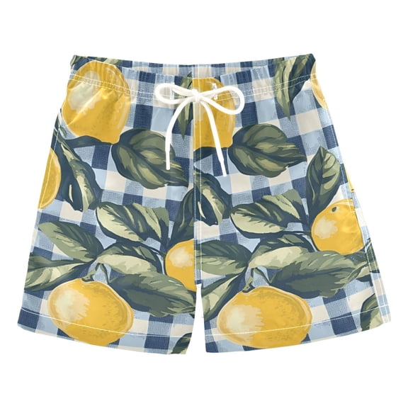 FORMRS Boys Swim Trunks Quick Dry Mesh Liner Boardshorts Sizes XS-XL, Retro Beige Lemon