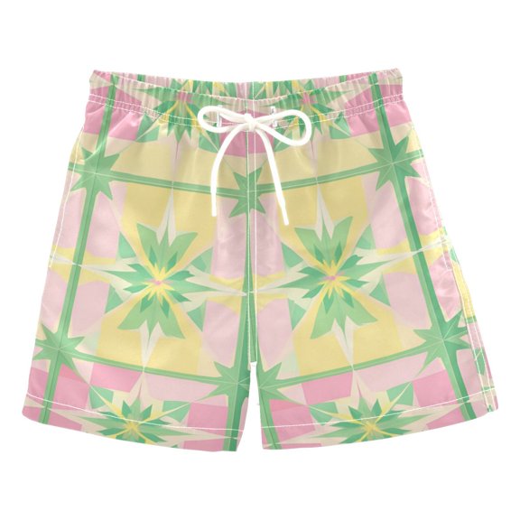 FORMRS Boys Swim Trunks Quick Dry Mesh Liner Boardshorts Sizes XS-XL, Retro Beige Stars