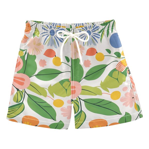FORMRS Boys Swim Trunks Quick Dry Mesh Liner Boardshorts Sizes XS-XL, Retro Pink Floral