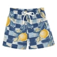 thumbnail image 1 of FORMRS Boys Swim Trunks Quick Dry Mesh Liner Boardshorts Sizes XS-XL, Retro Plaid Lemon, 1 of 7
