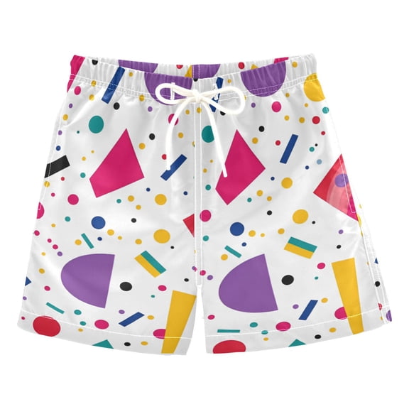 FORMRS Boys Swim Trunks Quick Dry Mesh Liner Boardshorts Sizes XS-XL, Retro Round