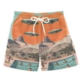 thumbnail image 1 of FORMRS Boys Swim Trunks Quick Dry Mesh Liner Boardshorts Sizes XS-XL, Retro UFO, 1 of 7