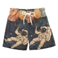thumbnail image 1 of FORMRS Boys Swim Trunks Quick Dry Mesh Liner Boardshorts Sizes XS-XL, Retro Watercolor Planet, 1 of 7