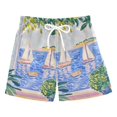 thumbnail image 1 of FORMRS Boys Swim Trunks Quick Dry Mesh Liner Boardshorts Sizes XS-XL, Seaside Boat, 1 of 7