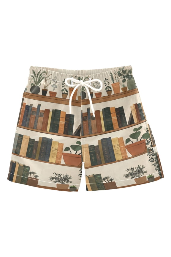 Boys Swim Trunks Quick Dry Mesh Liner Boardshorts Sizes XS-XL, Shelf Plants