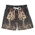 thumbnail image 1 of FORMRS Boys Swim Trunks Quick Dry Mesh Liner Boardshorts Sizes XS-XL, Skeleton with Flowers Pattern, 1 of 7