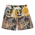 thumbnail image 1 of FORMRS Boys Swim Trunks Quick Dry Mesh Liner Boardshorts Sizes XS-XL, Skeleton with Sun, 1 of 7