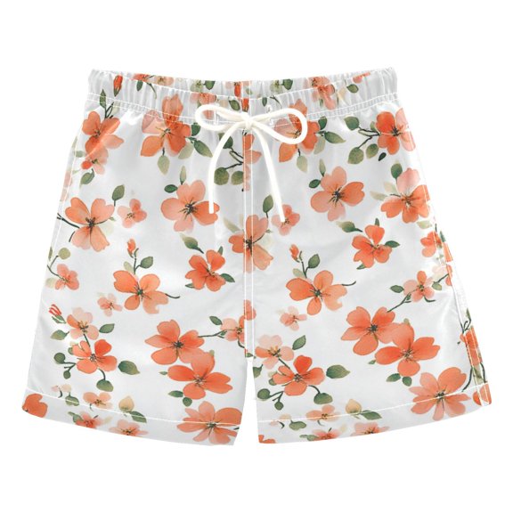 FORMRS Boys Swim Trunks Quick Dry Mesh Liner Boardshorts Sizes XS-XL, Small Floral Blooms