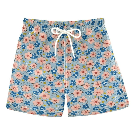 FORMRS Boys Swim Trunks Quick Dry Mesh Liner Boardshorts Sizes XS-XL, Small Pink Flower