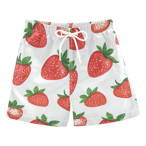 FORMRS Boys Swim Trunks Quick Dry Mesh Liner Boardshorts Sizes XS-XL, Strawberry