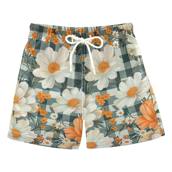 FORMRS Boys Swim Trunks Quick Dry Mesh Liner Boardshorts Sizes XS-XL, Sunny Blooms