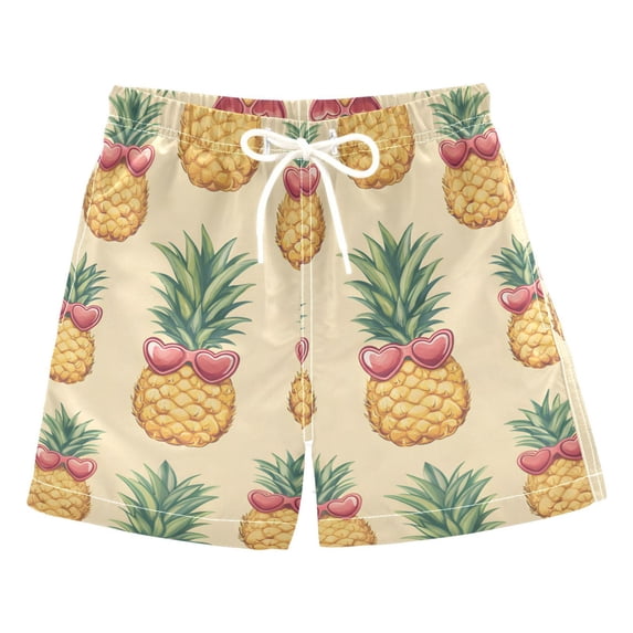 FORMRS Boys Swim Trunks Quick Dry Mesh Liner Boardshorts Sizes XS-XL, Sunshine Pineapples
