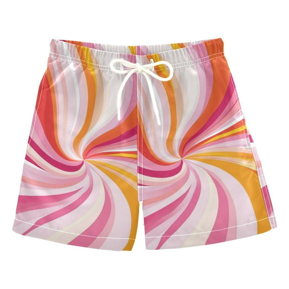 FORMRS Boys Swim Trunks Quick Dry Mesh Liner Boardshorts Sizes XS-XL, Swirling Lines