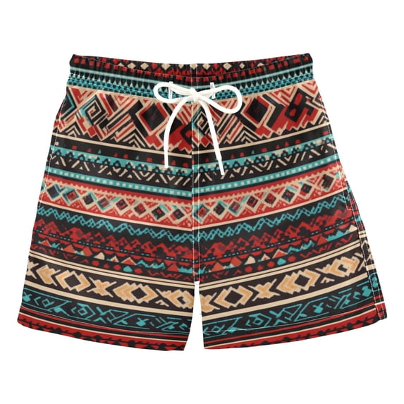FORMRS Boys Swim Trunks Quick Dry Mesh Liner Boardshorts Sizes XS-XL, Tribal Geometric
