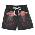 thumbnail image 1 of FORMRS Boys Swim Trunks Quick Dry Mesh Liner Boardshorts Sizes XS-XL, UFO with Hearts Pattern, 1 of 7