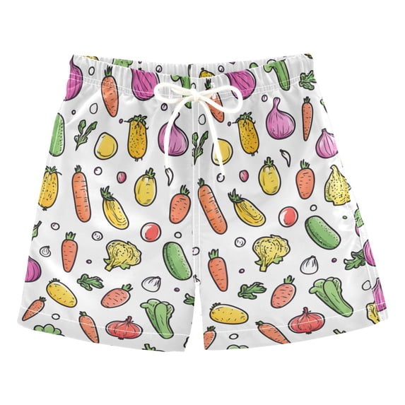 FORMRS Boys Swim Trunks Quick Dry Mesh Liner Boardshorts Sizes XS-XL, Various Vegetables Pattern