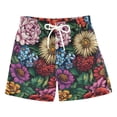 thumbnail image 1 of FORMRS Boys Swim Trunks Quick Dry Mesh Liner Boardshorts Sizes XS-XL, Vibrant Flowers Pattern, 1 of 7