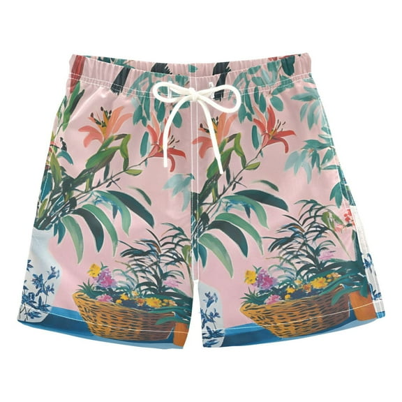 FORMRS Boys Swim Trunks Quick Dry Mesh Liner Boardshorts Sizes XS-XL, Vibrant Flowers