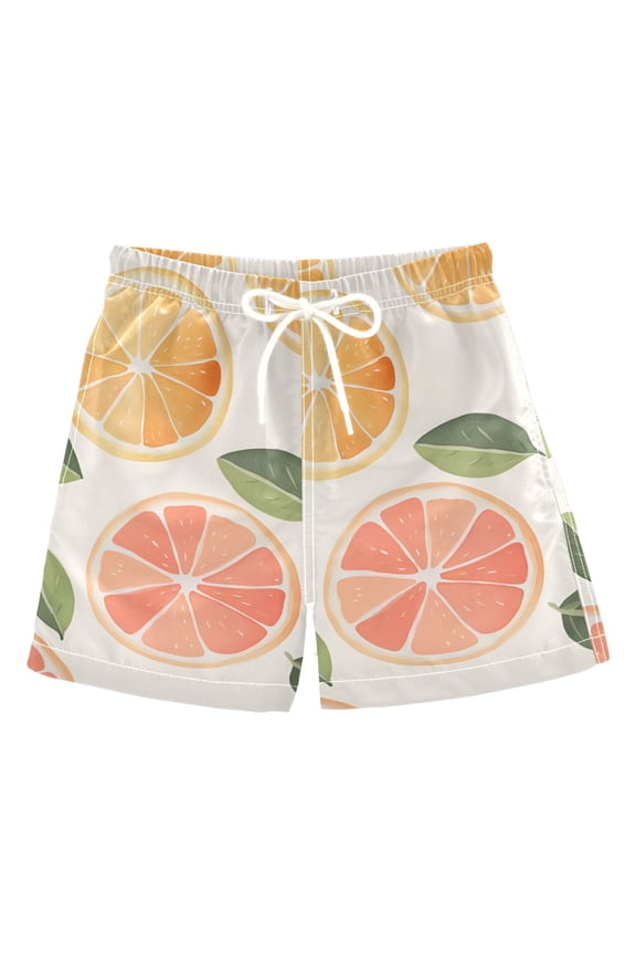 Boys Swim Trunks Quick Dry Mesh Liner Boardshorts Sizes XS-XL, Watercolor Orange