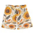 thumbnail image 1 of FORMRS Boys Swim Trunks Quick Dry Mesh Liner Boardshorts Sizes XS-XL, Watercolor Sunflowers and Leaves, 1 of 7