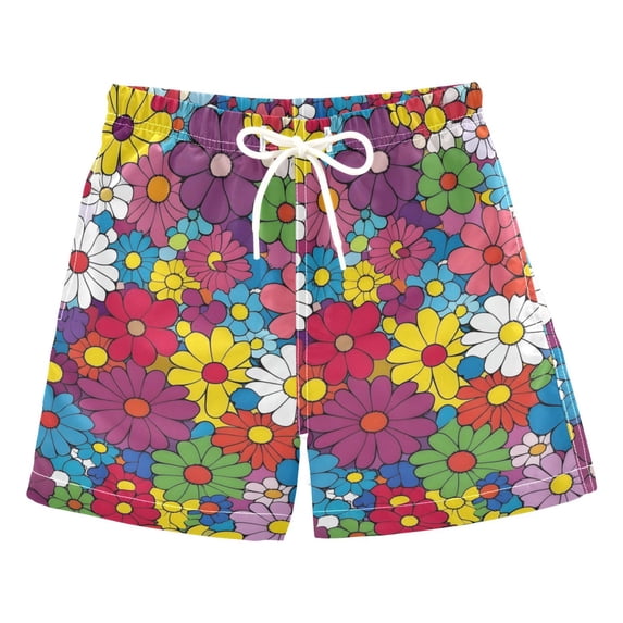 FORMRS Boys Swim Trunks Quick Dry Mesh Liner Boardshorts Sizes XS-XL, Whimsical Floral