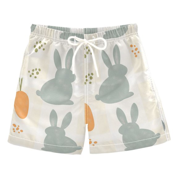 FORMRS Boys Swim Trunks Quick Dry Mesh Liner Boardshorts Sizes XS-XL, Whimsical Rabbits