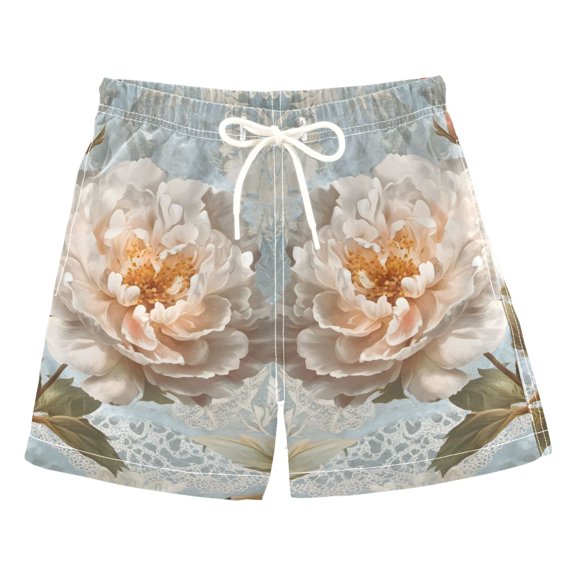 FORMRS Boys Swim Trunks Quick Dry Mesh Liner Boardshorts Sizes XS-XL, Whimsical Rose