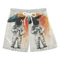 thumbnail image 1 of FORMRS Boys Swim Trunks Quick Dry Mesh Liner Boardshorts Sizes XS-XL, White Astronaut, 1 of 7