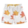 thumbnail image 1 of FORMRS Boys Swim Trunks Quick Dry Mesh Liner Boardshorts Sizes XS-XL, White Autumn Leaves, 1 of 7
