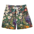 thumbnail image 1 of FORMRS Boys Swim Trunks Quick Dry Mesh Liner Boardshorts Sizes XS-XL, White Floral Garden, 1 of 7