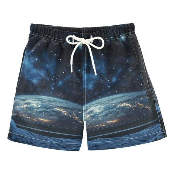 FORMRS Boys Swim Trunks Quick Dry Mesh Liner Boardshorts Sizes XS-XL, Window Earth