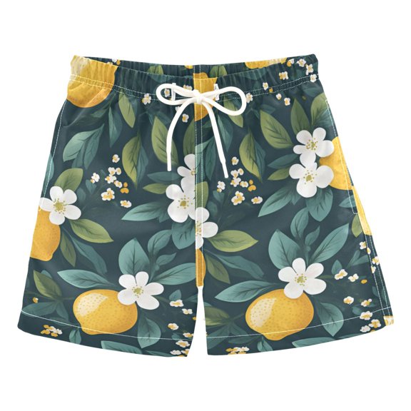 FORMRS Boys Swim Trunks Quick Dry Mesh Liner Boardshorts Sizes XS-XL, Yellow Lemons