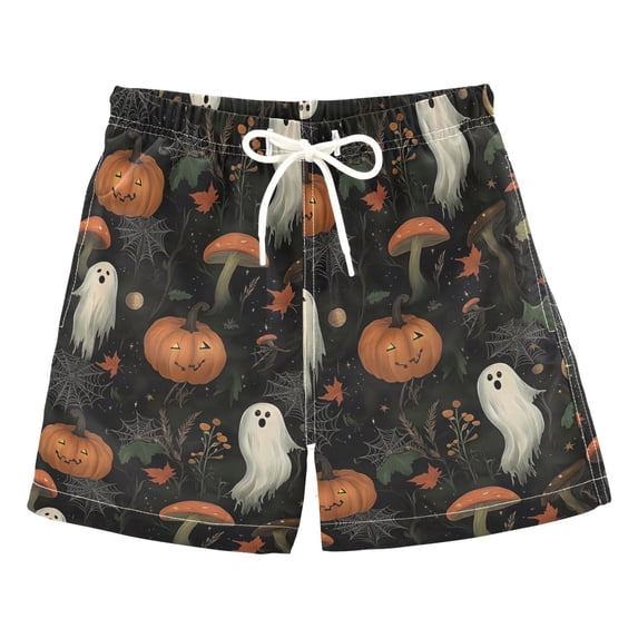 FORMRS Boys Swim Trunks Quick Dry Mesh Lining Beach Boardshorts, Sizes XS-XL, Autumn Ghost Pattern