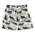 thumbnail image 1 of FORMRS Boys Swim Trunks Quick Dry Mesh Lining Beach Boardshorts, Sizes XS-XL, Black Floral Cat Pattern, 1 of 6