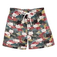 thumbnail image 1 of FORMRS Boys Swim Trunks Quick Dry Mesh Lining Beach Boardshorts, Sizes XS-XL, Black Lucky Cat, 1 of 7