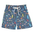 thumbnail image 1 of FORMRS Boys Swim Trunks Quick Dry Mesh Lining Beach Boardshorts, Sizes XS-XL, Blue Beach Pattern, 1 of 7