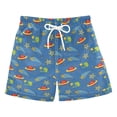 thumbnail image 1 of FORMRS Boys Swim Trunks Quick Dry Mesh Lining Beach Boardshorts, Sizes XS-XL, Blue Cartoon Galaxy, 1 of 7