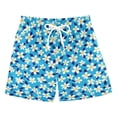 thumbnail image 1 of FORMRS Boys Swim Trunks Quick Dry Mesh Lining Beach Boardshorts, Sizes XS-XL, Blue Daisy Pattern, 1 of 7