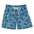 thumbnail image 1 of FORMRS Boys Swim Trunks Quick Dry Mesh Lining Beach Boardshorts, Sizes XS-XL, Blue Forest Cat Pattern, 1 of 7