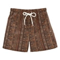 thumbnail image 1 of FORMRS Boys Swim Trunks Quick Dry Mesh Lining Beach Boardshorts, Sizes XS-XL, Brown Tribal Pattern, 1 of 7